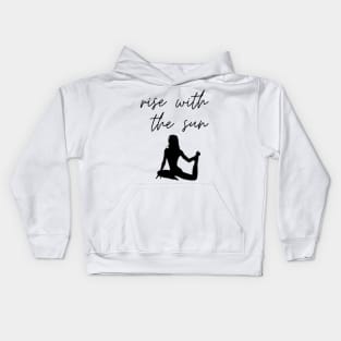 Sitting pilates woman silhouette Kids Hoodie